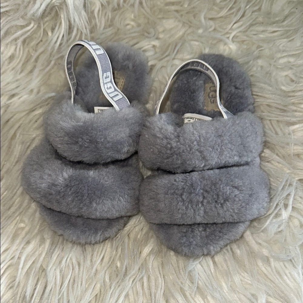 UGG Oh Yeah Gray Plush Slippers